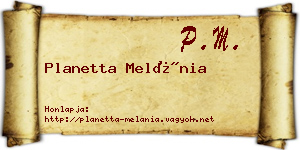 Planetta Melánia névjegykártya